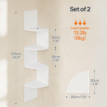 HOOBRO Corner Shelf Wall-Mounted, Set of 2 Floating Corner Shelves for Wall, 4-Tier Corner Bookshelves for Living Room, Bedroom, Bathroom, Home Office, Black BK25BJP201