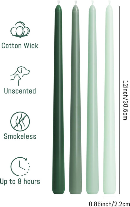 Viyffo Taper Candles, 12 Inch, 12 Pack, Brown – Unscented, Smokeless Design, Up to 8-Hour Burn – Tall Candlesticks for Table Decor, Weddings & Dinners