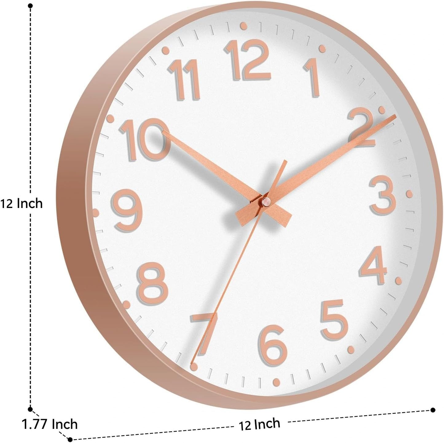 Roymnie Wall Clock Green, Silent Wall Clocks Battery Operated 8 Inch-Modern Non Ticking Analog Clock Decorative for Kitchen Office Bathroom Bedroom(Gold)