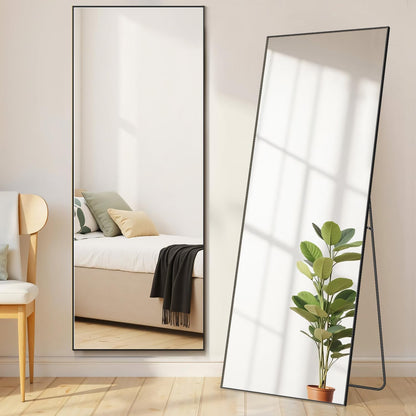 Mirror Full Length, Upgraded 16"x59" Body Wall Mirrors with Shatter-Proof Glass, Floor Standing, Hanging or Leaning, Tall Mirror with Stand Aluminum Alloy Frame for Bedroom Cloakroom