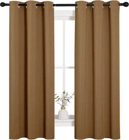 NICETOWN Halloween Pitch Black Solid Thermal Insulated Grommet Blackout Curtains/Drapes for Bedroom Window (2 Panels, 42 inches Wide by 63 inches Long, Black) - Colors A