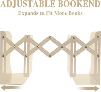 Adjustable Bookends Non Skid Decorative Bookends,Metal Bookend for Heavy Books,Bookshelf Organizer Holder for Books and Magazines for Desk(Black)