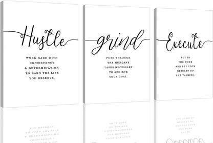 Inspirational Canvas Painting Wall Art -EPHANY ART,Mindset Quotes Prints, Success Framed Entrepreneur Poster Positive Quotes Wall Poster for Home Office Workplace (M-3pcs,12x16inchx3pcs)