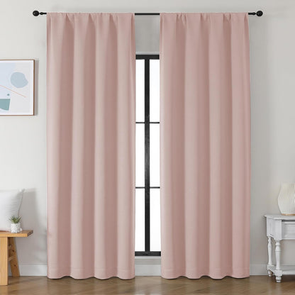 Simplebrand Ava Sage Green Blackout Curtains for Bedroom 63 Inch Length 2 Panels Set, Solid Thermal Insulated Energy Saving Rod Pocket Window Treatment Curtains Blackout Drapes, W40 x L63 Inch, Sage - Colors A