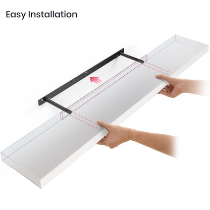 Ballucci Floating Shelves for Wall, 48" Wood Wall Shelf Set of 2, with Invisible Brackets for Bathroom, Living Room, Bedroom, Kitchen, Nursery, 8" Deep, Black