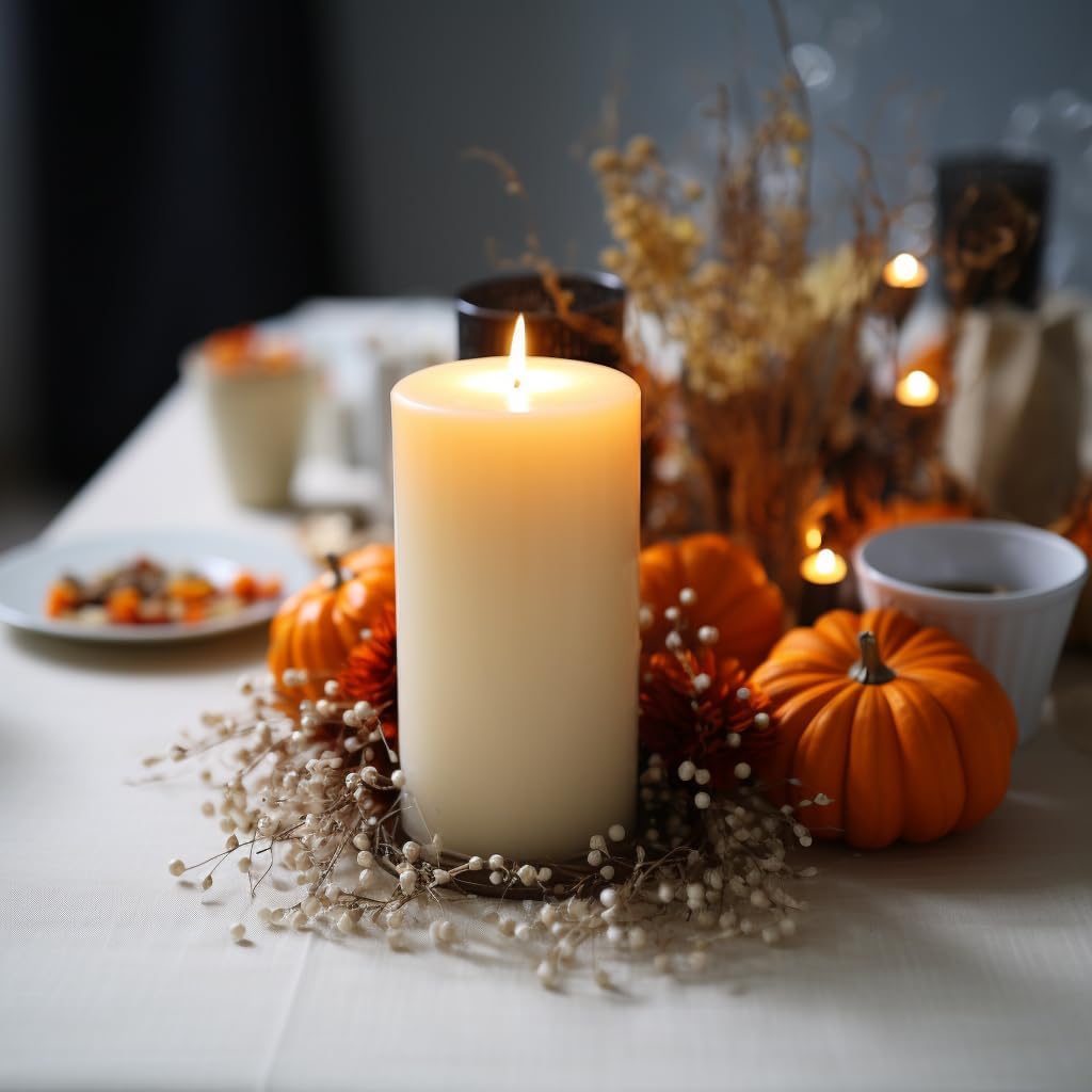 Unscented Ivory Pillar Candles Set of 6-2.8x4 inch - Dripless and Smokeless Large Pillar Candles, 50-Hours Long Burning Time Paraffin Candle for Dinner Table, Christmas and Home Decor