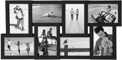 Malden International Designs Collage Picture Frame for Wall, Holds Eight Photos : 4-6x4 and 4-4x6 Inch - Black Plastic, Wall Decor for the Home