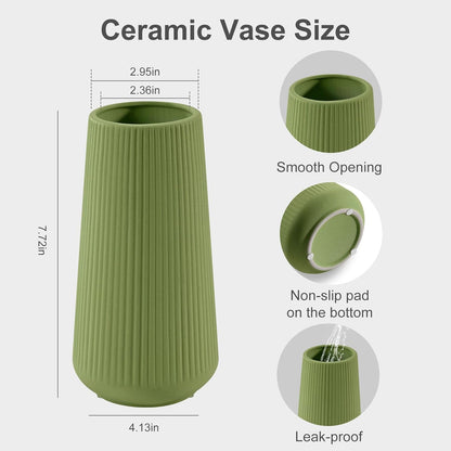 White Ceramic Vase, GUKJOB Small Cute Flower Vase for Pampas Grass, Home, Living Room, Dining Table, Farmhouse, Office Decor, Bedroom, Table, and Kitchen Shelf (White)