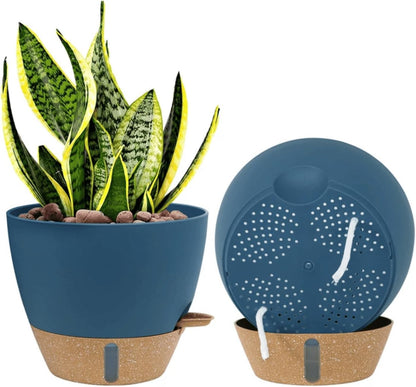 montresor 12/10/8 Inch Self Watering Pots for Indoor Plants Plastic Large Plant Pots for Outdoor Plants, Water Level Window & Spacious Reservoir Flower Pots Decorative Planter with Drainage and Tray