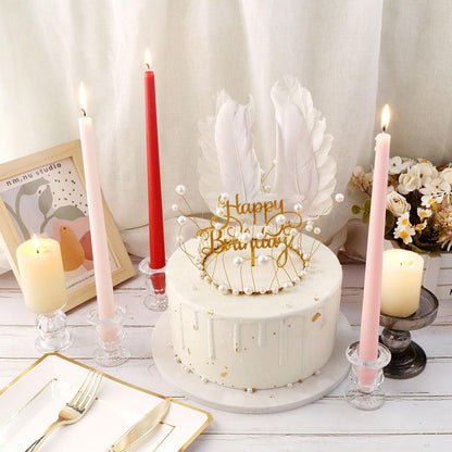 Glass Taper Candle Holder Set of 6 - Clear Crystal Candlestick Holders for Tapered Candles, Elegant Candle Stick Holder Set for Wedding Party Christmas Thanksgiving Festival (6, Transparent)