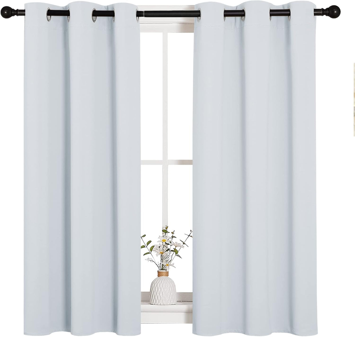 NICETOWN Halloween Pitch Black Solid Thermal Insulated Grommet Blackout Curtains/Drapes for Bedroom Window (2 Panels, 42 inches Wide by 63 inches Long, Black) - Colors A
