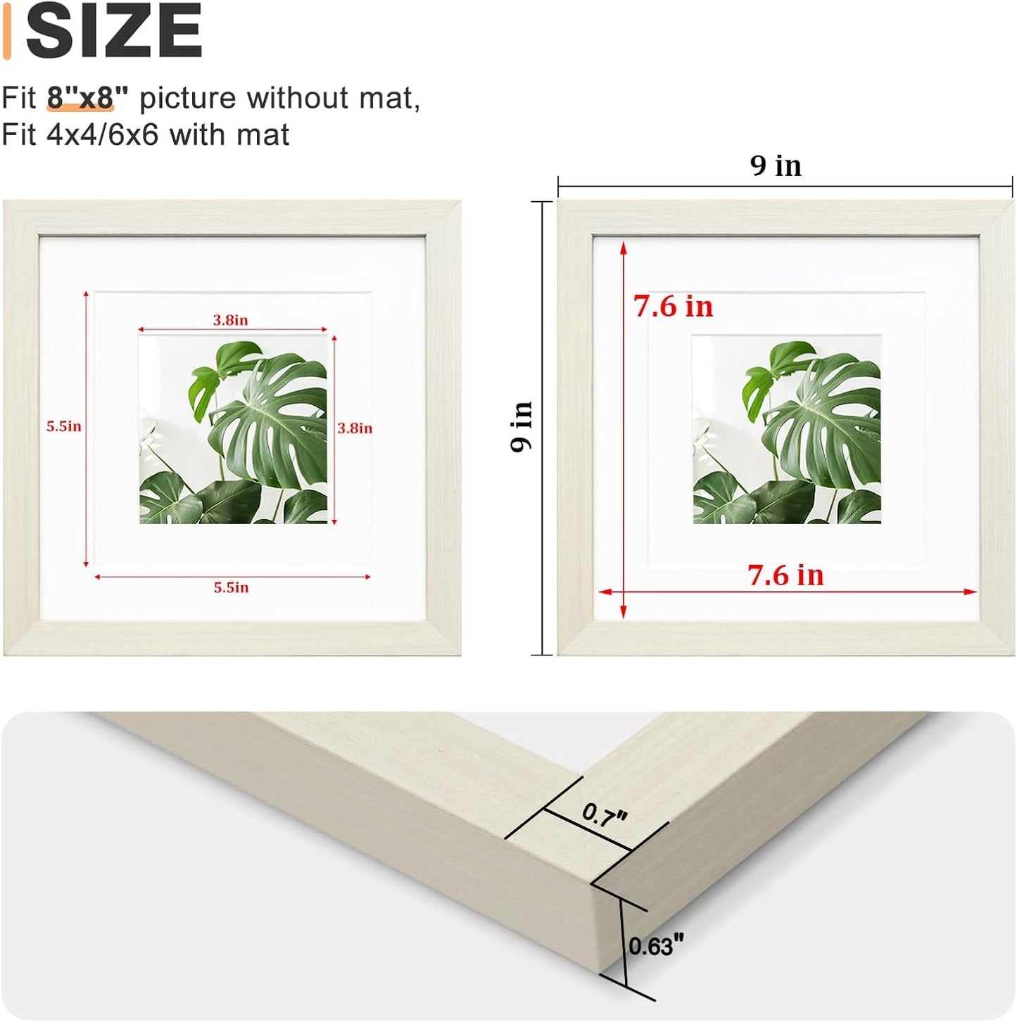 Egofine 12x16 Picture Frame Black, Covered by Plexiglass Made of Solid Wood, Display Pictures 9x12 and 11x14 with Mat or 12x16 Without Mat, for Wall Mounting Photo Frame - Colors A