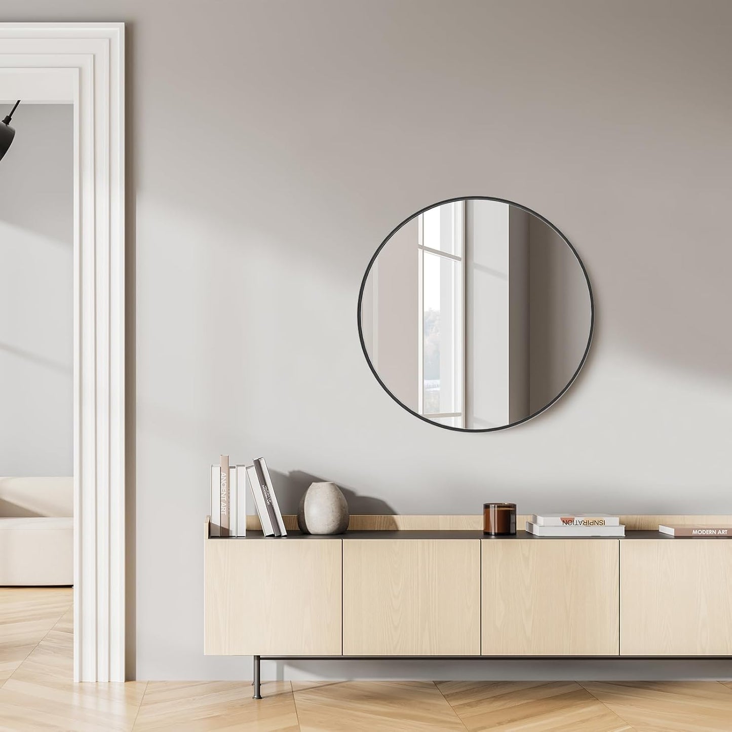 NEWBULIG 20IN Round Bathroom Wall Mirror, Modern Vanity Mirrors for Over Sink, HD Glass Decorative for Entryway, Bedroom & Living Room, Gold