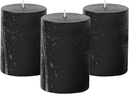 Simply Soson 3x6 inch Ivory Pillar Candles Set of 3, Rustic Texture, Unscented Ivory Candles, Dripless Candles, 3 inch Pillar Candles Ideal as Wedding, Parties, Spas, Dinner, Home Decoration, Church