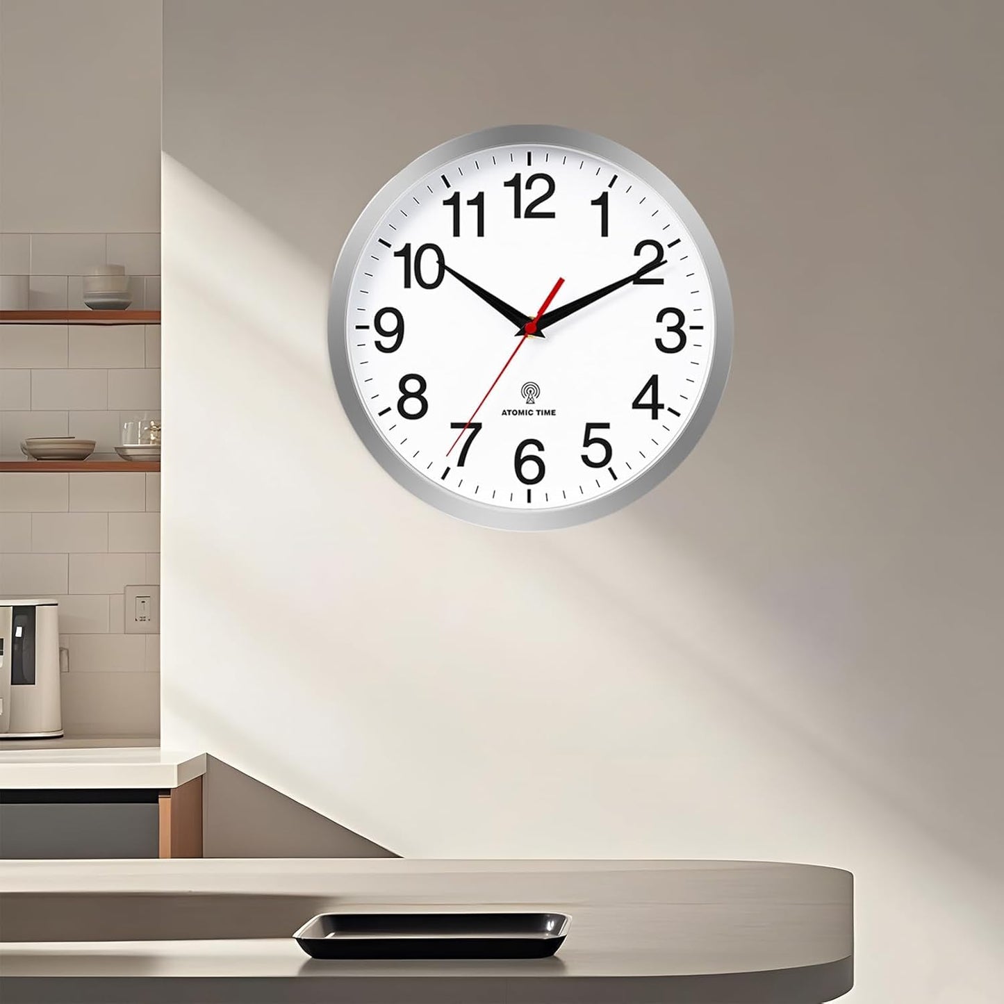 Rohioue Wall Clock Modern 8 Inch Battery Operated Silent Non Ticking Small Analog Clock for Living Room Office Home Bedroom Kitchen Bathroom(Black)