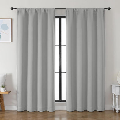 Simplebrand Ava Sage Green Blackout Curtains for Bedroom 63 Inch Length 2 Panels Set, Solid Thermal Insulated Energy Saving Rod Pocket Window Treatment Curtains Blackout Drapes, W40 x L63 Inch, Sage - Colors B