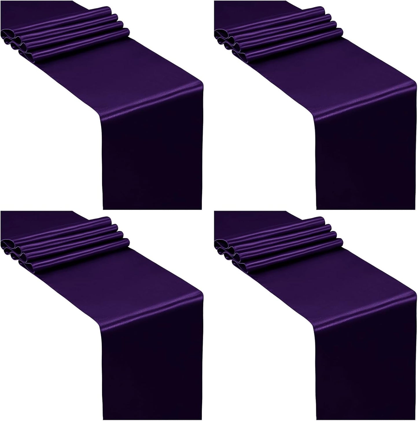 SiinvdaBZX 4 Pcs Royal Blue Satin Table Runner 12 x 108 inches Long, Bright Smooth Satin Wedding Table Runner Decorations for Birthday Parties, Buffet, Banquets, Graduations, Engagements