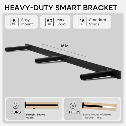 Homeforia 24 inch Natural Floating Shelf, High End Solid Real Wood 24inch Small Floating Shelves for Wall Mounted, Natural Wooden Floating Shelves, Heavy Duty Bracket, 24 X 6.5 X 1.75 in, Set of 2