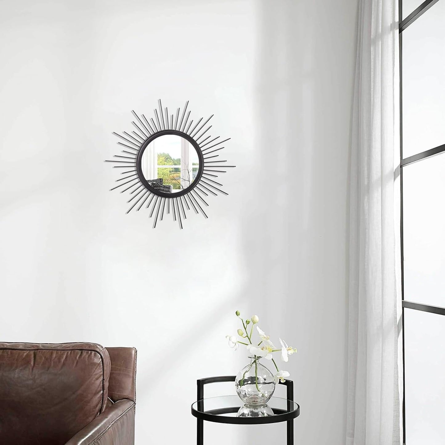 Gold Sunburst Mirrors for Wall Decorative Metal Round Art Mirrors Large Wall Decor Hanging Mirror for Bathroom Bedroom Living Room Vanity Entryway 16"