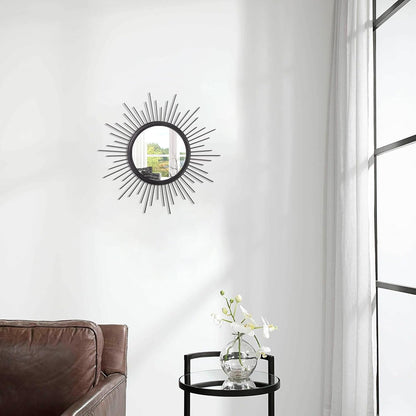 Gold Sunburst Mirrors for Wall Decorative Metal Round Art Mirrors Large Wall Decor Hanging Mirror for Bathroom Bedroom Living Room Vanity Entryway 16"