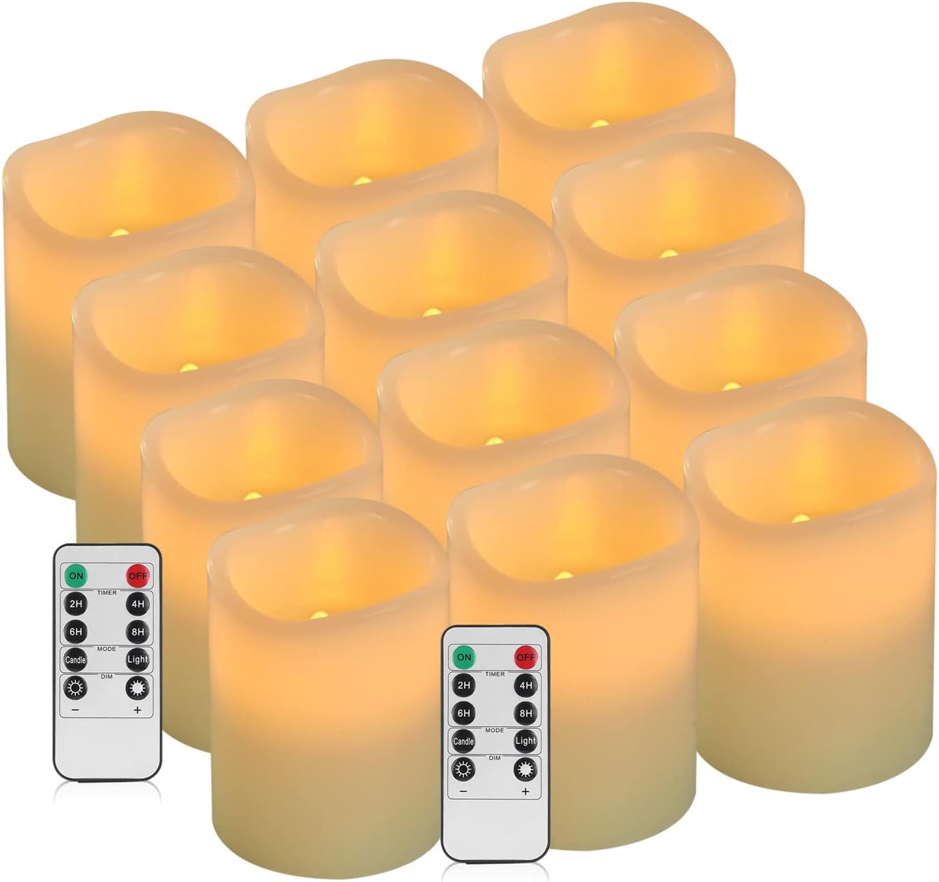 Vinkor Flameless Candles Battery Operated Candles Real Wax Pillar LED Candles with 10-Key Remote and Cycling 24 Hours Timer (Ivory 4" 5" 6" 7" 8" 9")