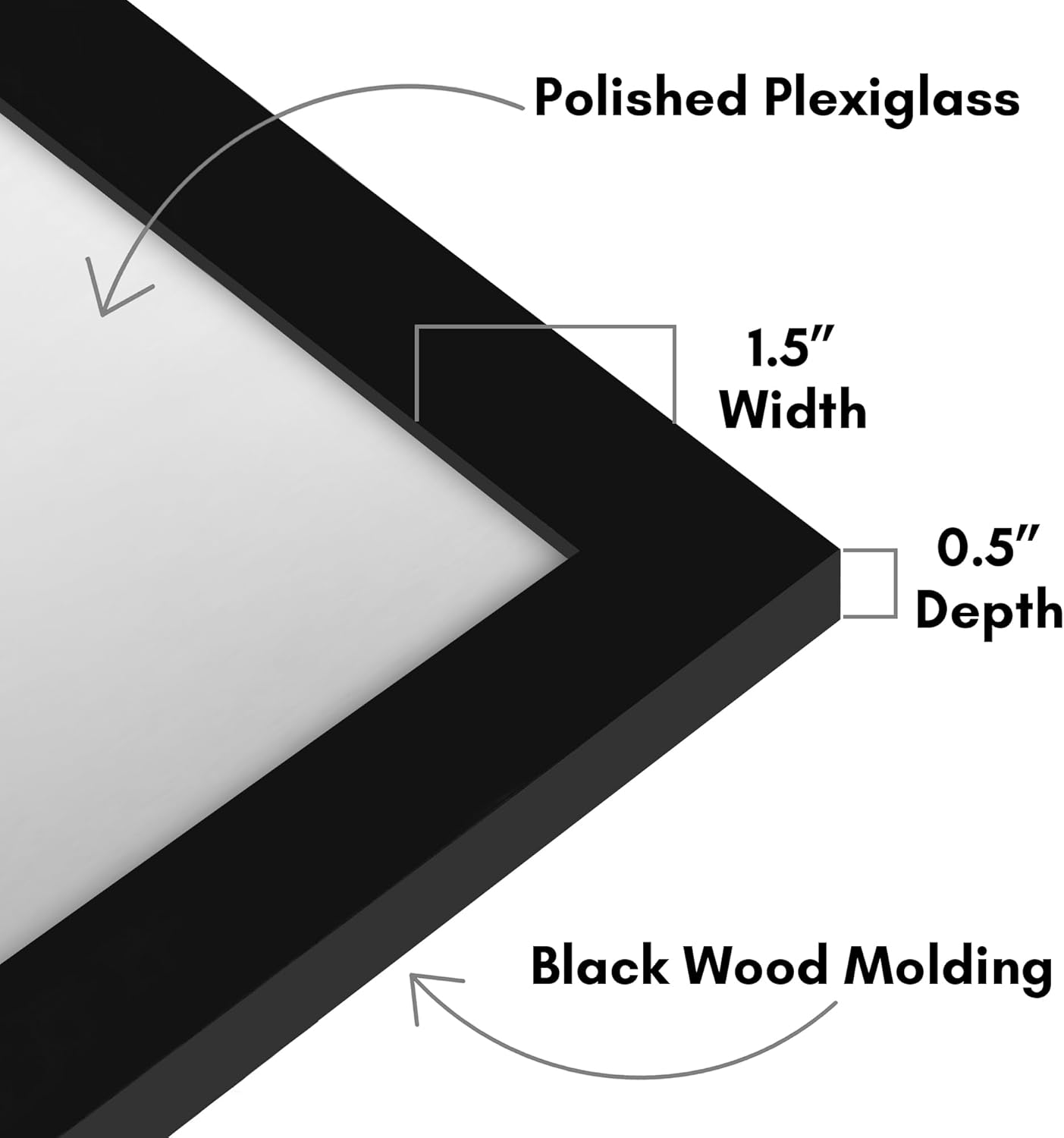 Americanflat 16x20 Picture Frame with Polished Plexiglass - Black Picture Frame - Wide Photo Frames Made of Engineered Wood for Vertical or Horizontal Wall Display - Epic Collection - Black - Colors A