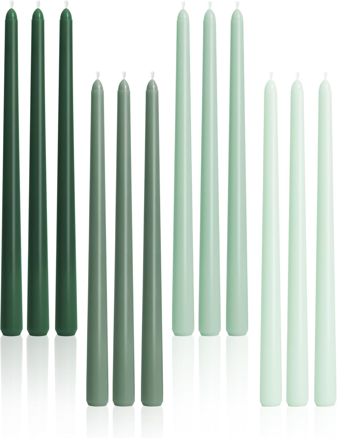 Viyffo Taper Candles, 12 Inch, 12 Pack, Brown – Unscented, Smokeless Design, Up to 8-Hour Burn – Tall Candlesticks for Table Decor, Weddings & Dinners