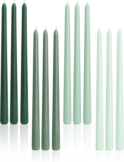 Viyffo Taper Candles, 12 Inch, 12 Pack, Brown – Unscented, Smokeless Design, Up to 8-Hour Burn – Tall Candlesticks for Table Decor, Weddings & Dinners