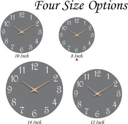Mosewa Wall Clock 8 Inch Black Battery Operated Silent Non Ticking Simple Minimalist Rose Gold Numbers Decorative for Bedroom Living Room Kitchen Home Bathroom Office