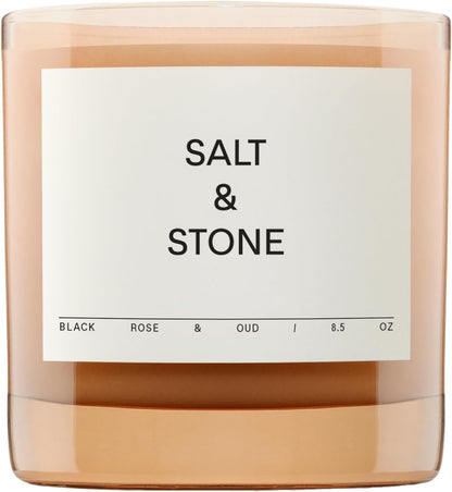 Salt & Stone Scented Candle for Women & Men | Coconut & Soy Blend Wax | Hand-Poured, Aromatic & Fragrant | 100% Cotton Wick | Long-Lasting 50 Hour Burn Time | Santal & Vetiver 8.5 oz