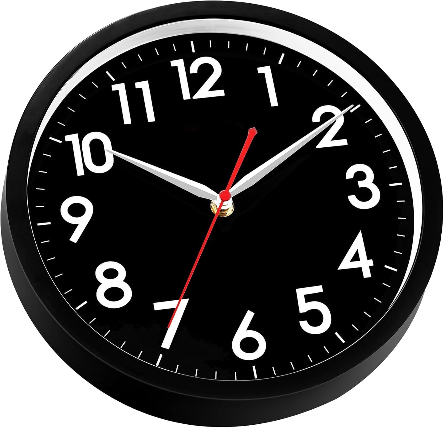 AKCISOT Wall Clock, Modern Small Wall Clocks Battery Operated 8 Inch, Silent Non-Ticking Analog Classic for Office, Home, Bathroom, Kitchen, Bedroom, School(Black)