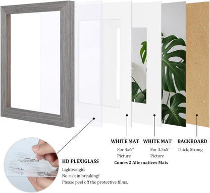 Egofine 8x10 Picture Frames Set of 4, Made of Solid Wood Covered by Plexiglass 4x6 and 5x7 with Mat or 8x10 without Mat, for Table Top Display and Wall Mounting Photo Frame Black