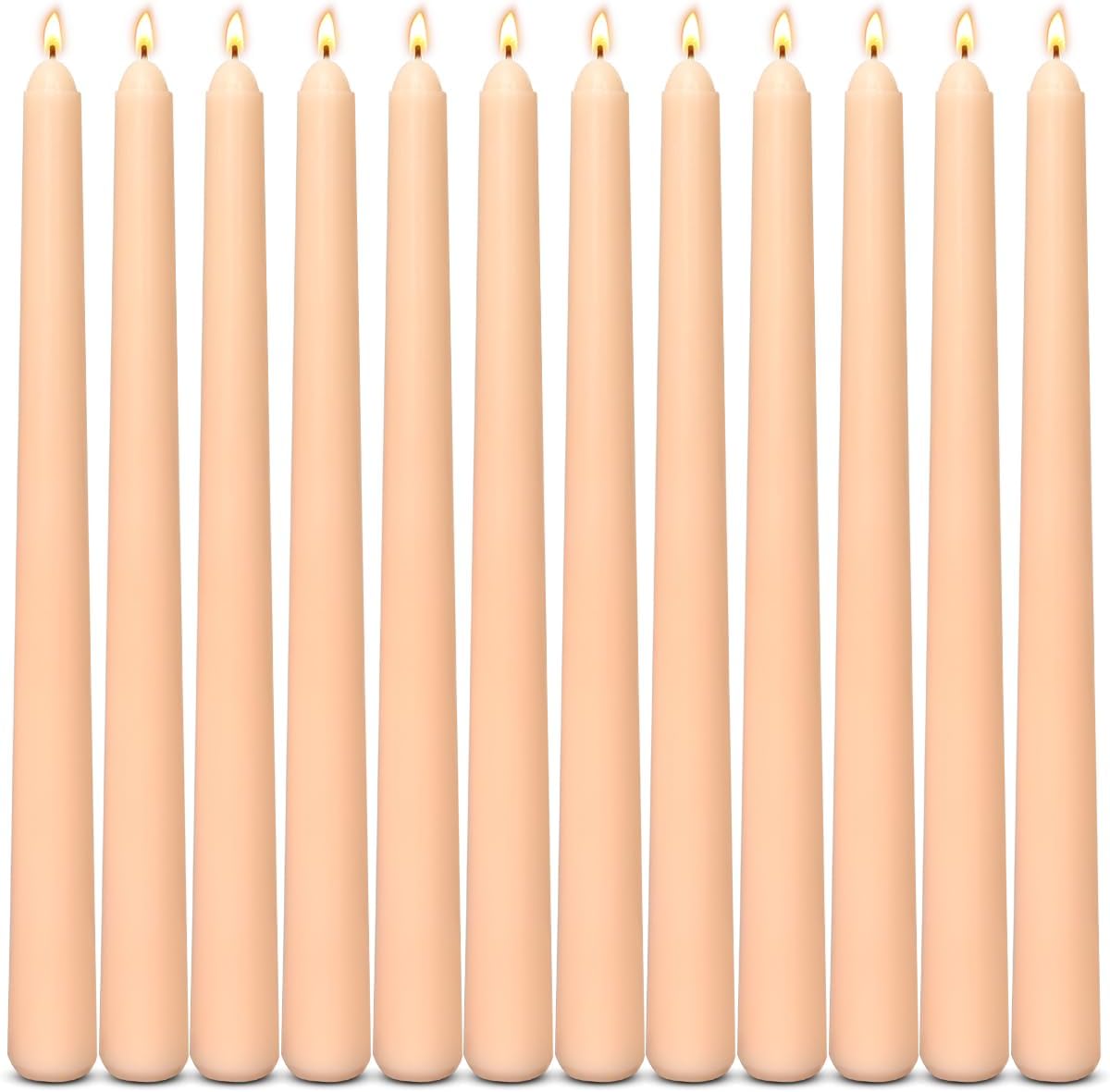 12-Pack Olive Green Taper Candles, 10 Inch Unscented Dripless Candlesticks, Long-Lasting Burn Time of 7-8 Hours, Perfect for Christmas Home Décor Spring and St. Patrick's Day
