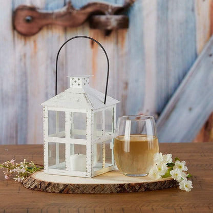 Kate Aspen Rustic Farmhouse Decor White Candle Holder Lantern Decorative (5 Inch), Wedding Decoration, Centerpiece Table Decorations, Home Decor, Shelf Decor, Fireplace Lantern