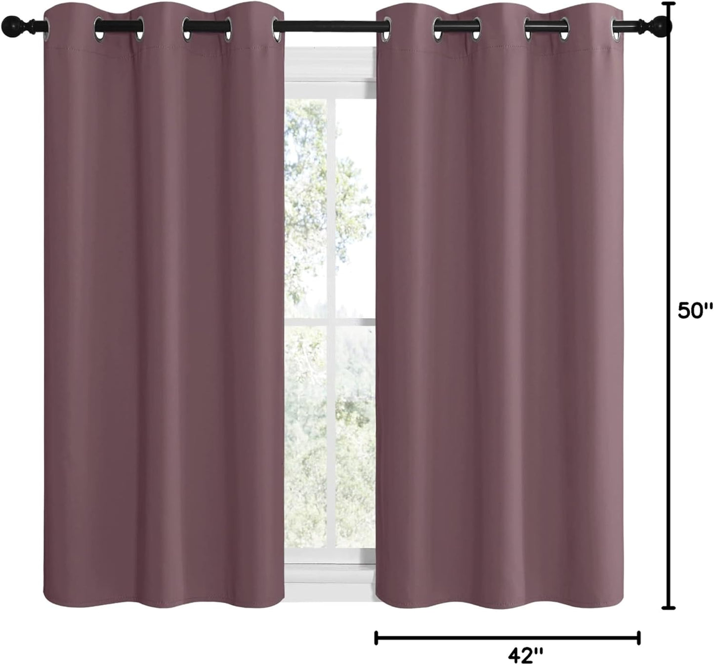 NICETOWN Halloween Pitch Black Solid Thermal Insulated Grommet Blackout Curtains/Drapes for Bedroom Window (2 Panels, 42 inches Wide by 63 inches Long, Black) - Colors E