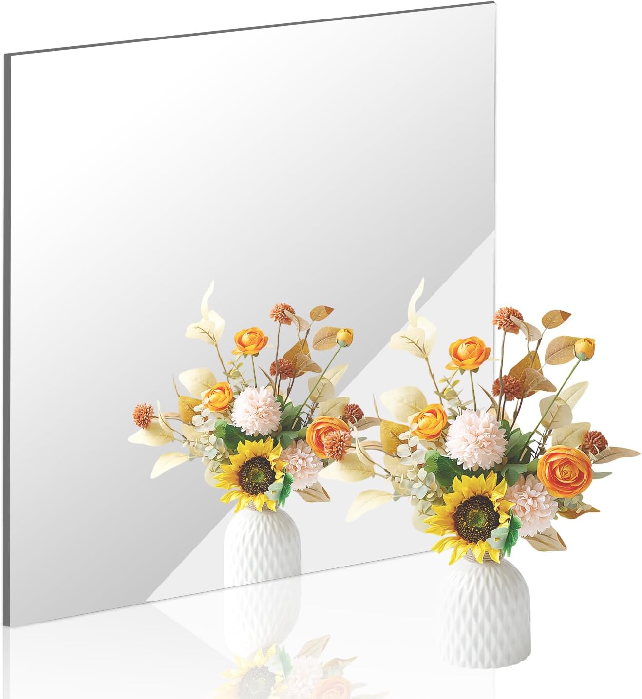 12'' Round Wall Mirror Tiles High Clear Reflecticon Self Adhesive Acrylic Mirror Sheets Circle Stickers for Bathroom, Bedroom, Door, Home Decor