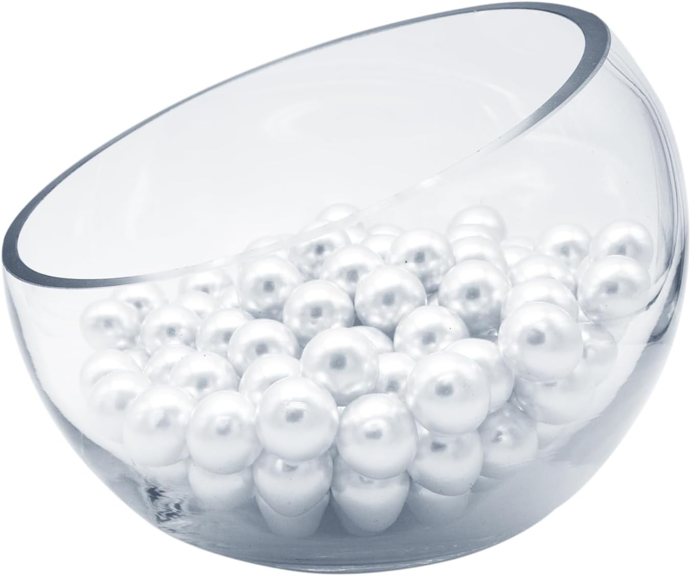WGVI Clear Slant Cut Bowl Glass Vase, Glass Terrarium, Candy Dish, Glassware, Slant Open: 7". Height: 6" x 2.7". Base: 4" (1 Piece)