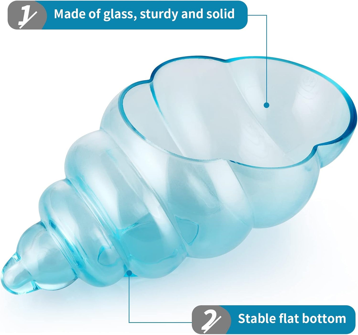 MDLUU Glass Shell Vase, 11-Inch Seashell Potpourri Holder, Large Decorative Conch Bowl for Shell Collection Display, Sea Glass, Air Plant