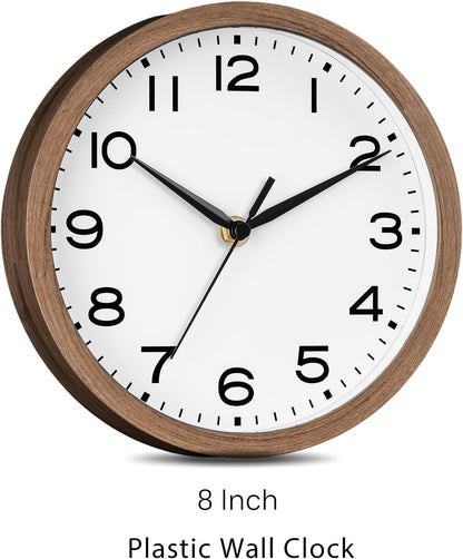 AKCISOT Wall Clock, Modern Small Wall Clocks Battery Operated 8 Inch, Silent Non-Ticking Analog Classic for Office, Home, Bathroom, Kitchen, Bedroom, School(Black)