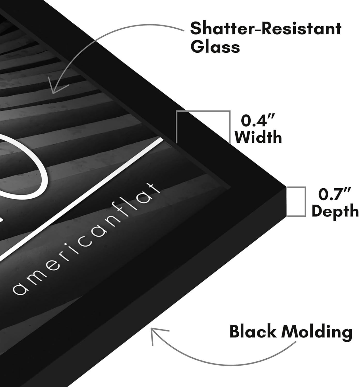 Americanflat 24x36 Poster Frame with Polished Plexiglass - Streamline Collection - Thin Border Picture Frame for Wall Display - Hanging Hardware Included - Black - Colors C