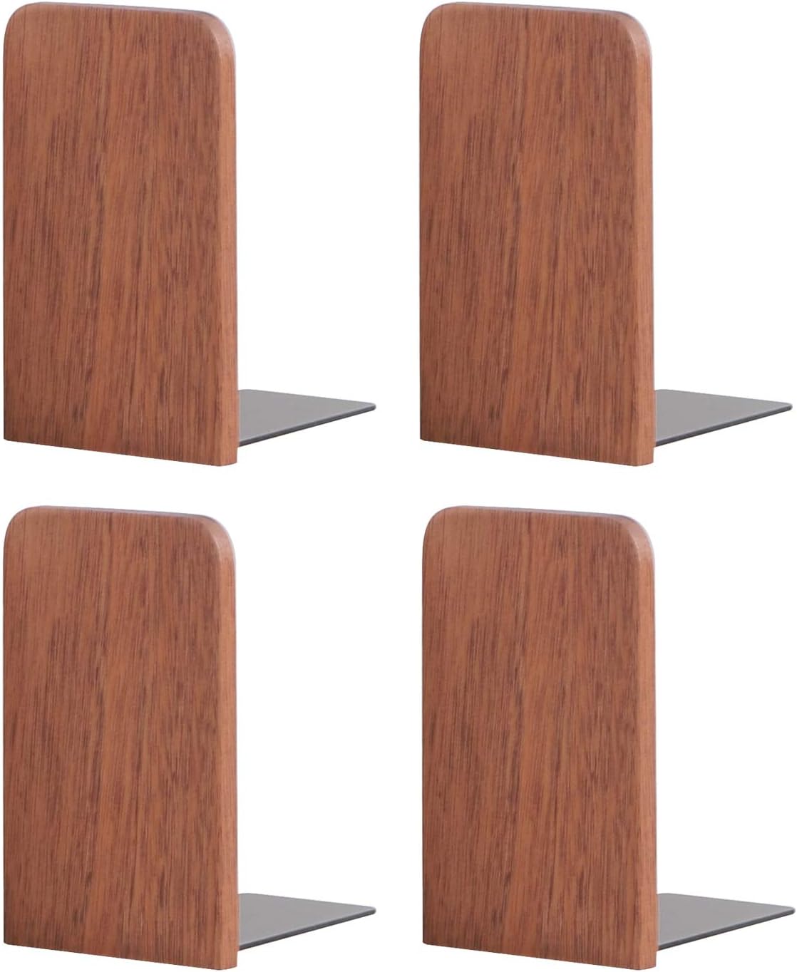 Muso Wood Book Ends for Shelves, Non-Slip Bookends, Heavy Duty Wooden Bookend Support for Books and Movies (Walnut 1 Pair)