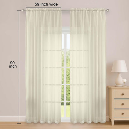 OWENIE Sheer Curtains 84 inches Long 2 Panels Set for Living Room/Bedroom, Rod Pocket Voile Sheer Panel Drapes, White, 2pcs, Each 42" W x 84" L - Colors B