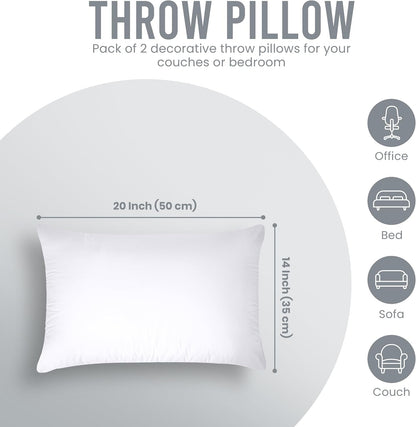 Utopia Bedding 18x18 Pillow Inserts, Set of 2, White – Indoor Decorative Throw Pillows for Bed, Sofa & Couch – Soft, Supportive & Fluffy Cushion Inserts