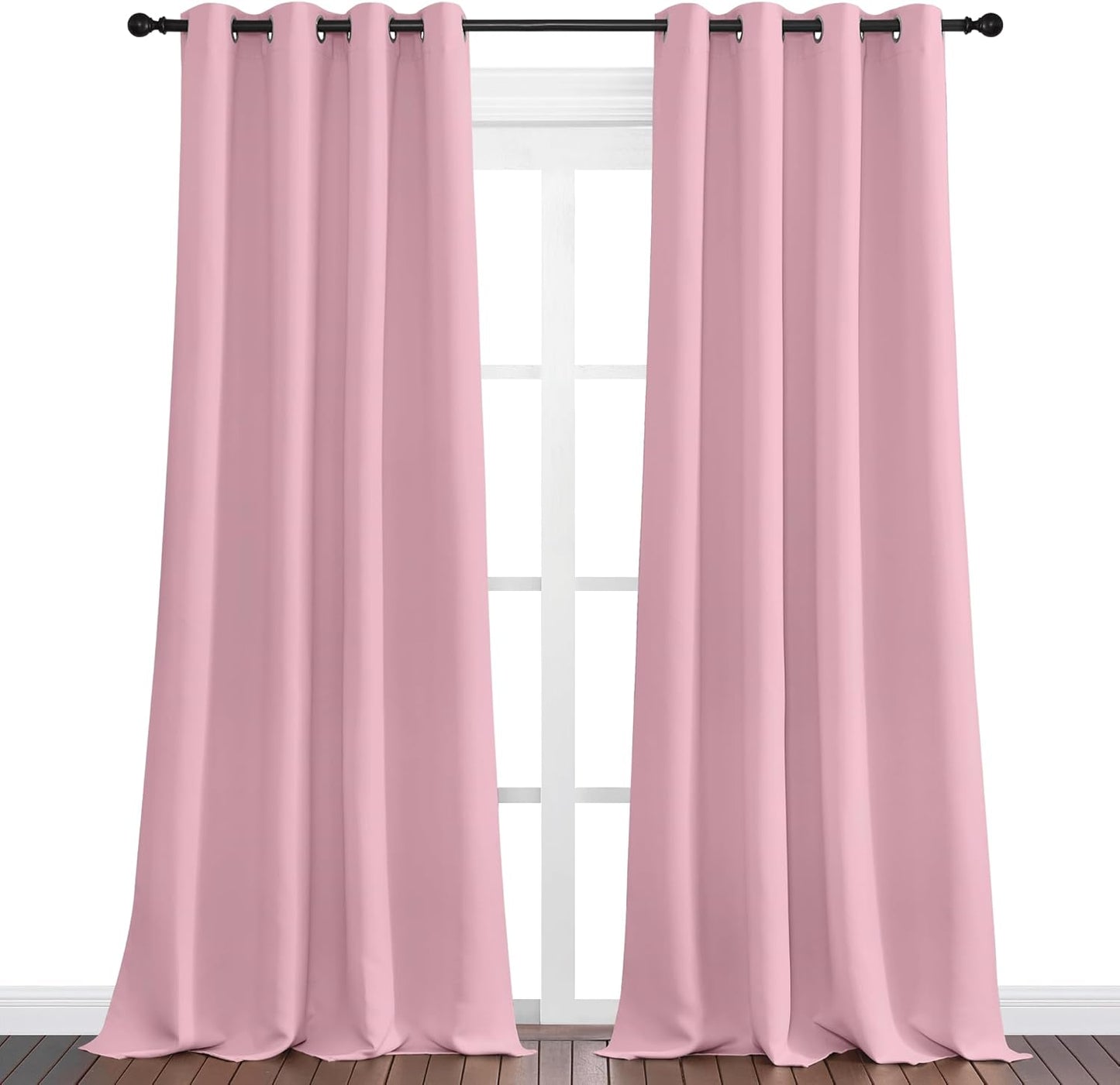 NICETOWN Halloween Pitch Black Solid Thermal Insulated Grommet Blackout Curtains/Drapes for Bedroom Window (2 Panels, 42 inches Wide by 63 inches Long, Black) - Colors A