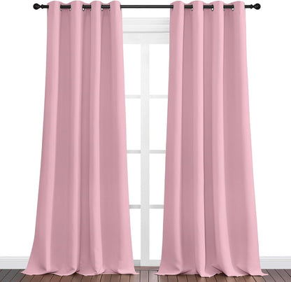 NICETOWN Halloween Pitch Black Solid Thermal Insulated Grommet Blackout Curtains/Drapes for Bedroom Window (2 Panels, 42 inches Wide by 63 inches Long, Black) - Colors A