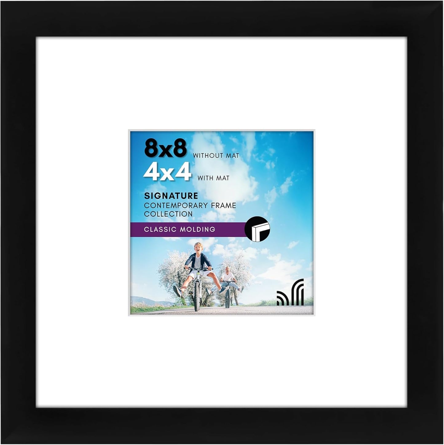 Americanflat 8x10 Picture Frame with Shatter-Resistant Glass - Use as 5x7 Frame with Mat or Display 8x10 Photo Without Mat - Signature Collection - Picture Frames for Tabletop and Wall Display - Black