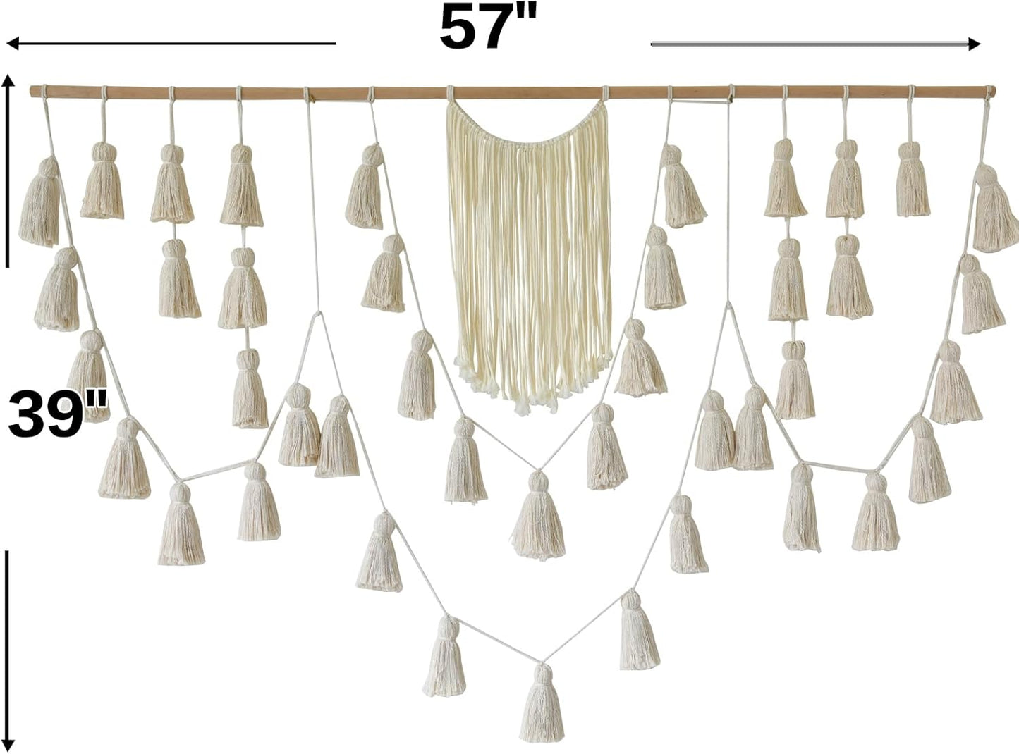 Jakalin Macrame Wall Hanging Dip Dyed Fiber Macrame Wall Decor Boho Cord Living Room Wall Art 57" Wx43 L