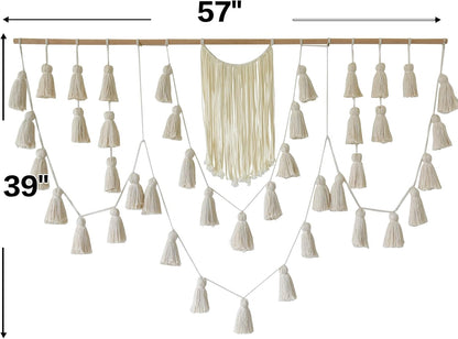 Jakalin Macrame Wall Hanging Dip Dyed Fiber Macrame Wall Decor Boho Cord Living Room Wall Art 57" Wx43 L