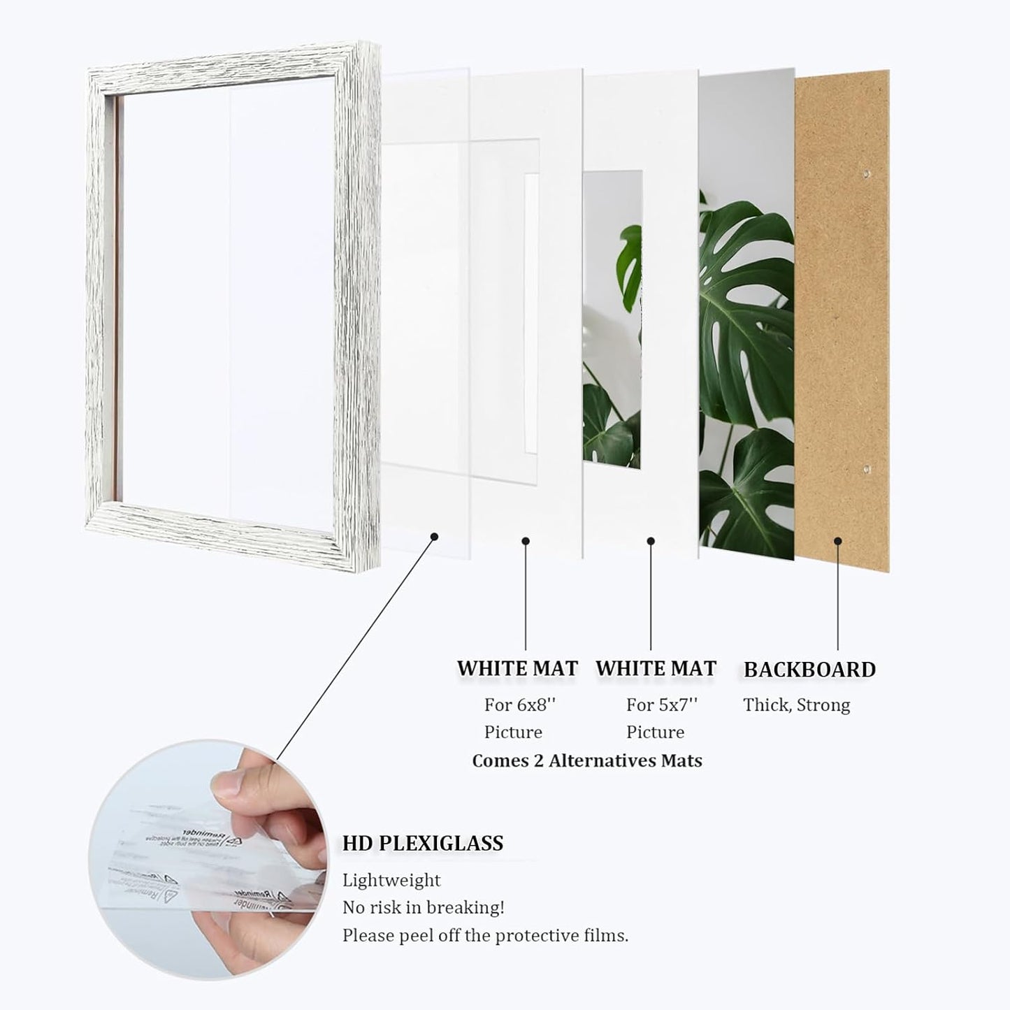 Egofine 12x16 Picture Frame Black, Covered by Plexiglass Made of Solid Wood, Display Pictures 9x12 and 11x14 with Mat or 12x16 Without Mat, for Wall Mounting Photo Frame - Colors B