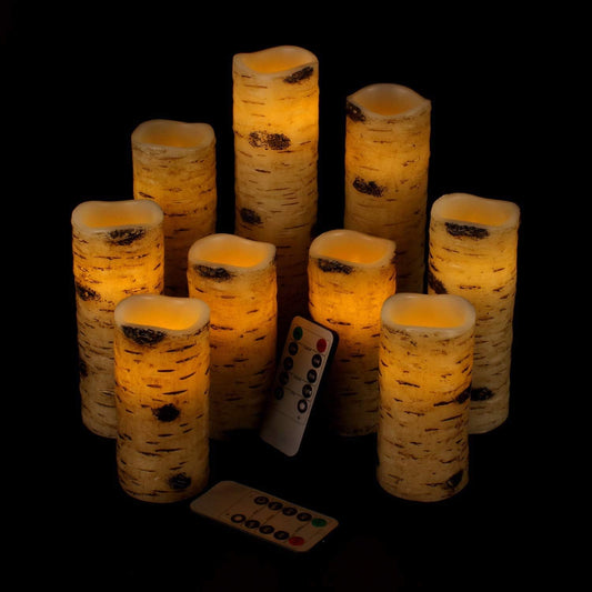 antizer Flameless Candles Led Candles Pack of 9 (H 4" 5" 6" 7" 8" 9" x D 2.2") Real Wax Battery Candles with Remote Timer for Home Fireplace Decor Wedding Festival Decor (Ivory 9 Pack)